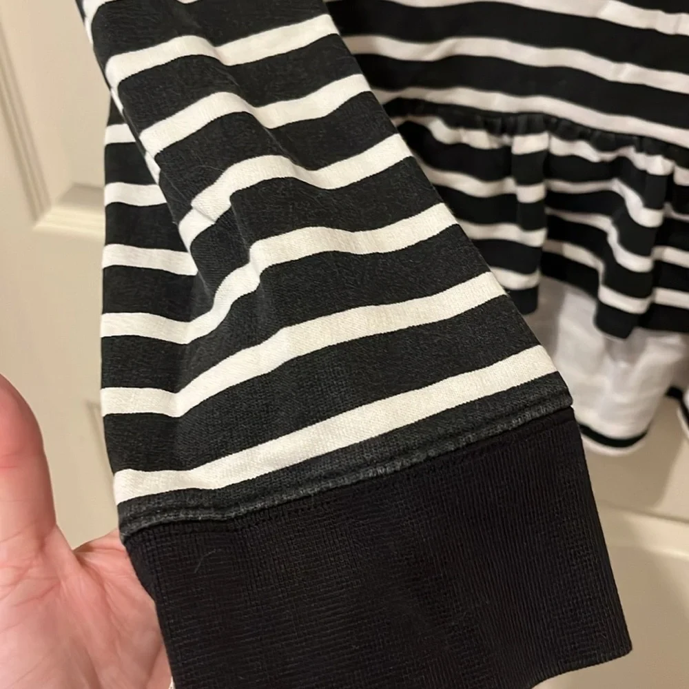 Kate Spade black/white stripe pullover, large